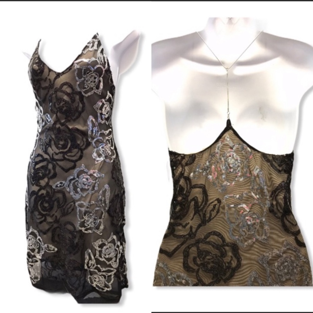 New Mode | NWT Chain Strap Sequin Design Dress •